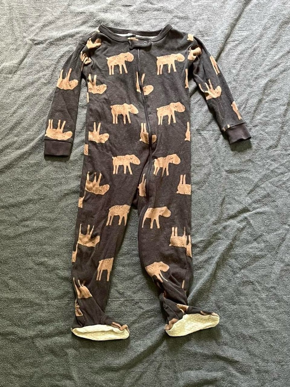 Gerber baby boy moose snug fit long sleeve footed one piece pajamas
